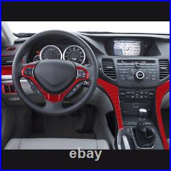 10Pcs Carbon Fiber Interior Dashboard Panel Cover Trim For Acura TSX 2009-14 Red