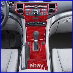 12Pcs Red Carbon Fiber Interior Center Console Cover Trim For Acura TSX 2009-14