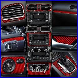 13Pcs Red Carbon Fiber Full Interior Dashboar Trim For VW Golf 6 MK6 GTI 08-12