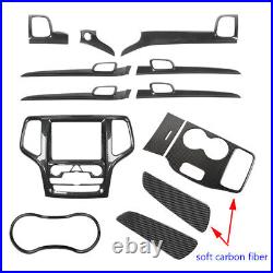 13pcs Fit For Jeep Grand Cherokee 2014-15 Carbon Fiber Interior Panel Decor Trim