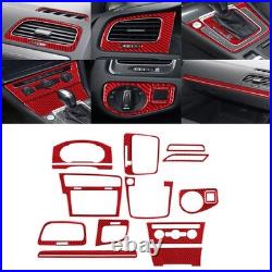 14Pcs For Volkswagen Golf 7 GTI MK7 2014-19 Red Carbon Fiber Full Interior Cover