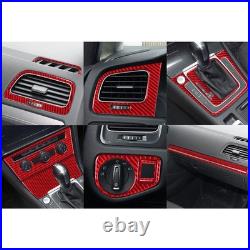 14Pcs For Volkswagen Golf 7 GTI MK7 2014-19 Red Carbon Fiber Full Interior Cover
