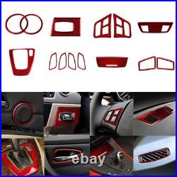 14Pcs Red Carbon Fiber Interior Set Kit Trim Cover For BMW 3 Series E90 E92 E93