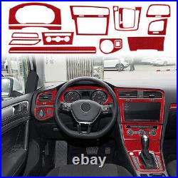 14x Red Carbon Fiber Car Interior Stickers Trim For Volkswagen VW Golf 2014-2019