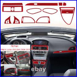 14x Red Carbon Fiber Full Interior Cover Trim For BMW 6 Series E63 E64 04-10 RHD