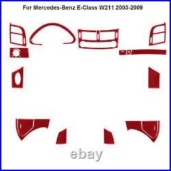 15Pcs Red Carbon Fiber Interior Full Kit Cover Trim For Mercedes-Benz W211