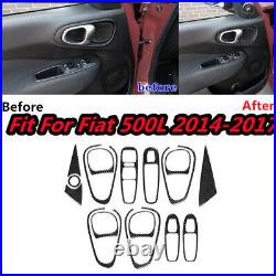 16Pcs Carbon Fiber Interior Door Decal Panel Cover Trim For Fiat 500L 14-17 RHD