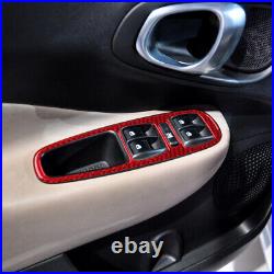 16Pcs Carbon Fiber Interior Door Decal Panel Cover Trim For Fiat 500L 14-17 Red