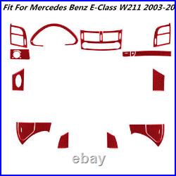 16Pcs Carbon Fiber Interior Full Cover Trim For Mercedes E-Class W211 RHD Red
