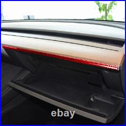 16x RHD Carbon Fiber Interior Dashboard Decal Cover Trim For Tesla Model 3/Y Red