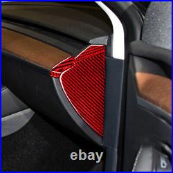 16x RHD Red Carbon Fiber Interior Dashboard Decal Cover Trim For Tesla Model 3 Y