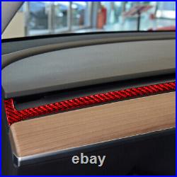 16x RHD Red Carbon Fiber Interior Dashboard Decal Cover Trim For Tesla Model 3 Y