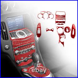 17 Pcs Red Carbon Fiber Interior Decorative Cover Trim For Nissan 370Z 2009-2020