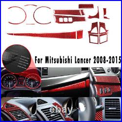 17Pcs Red Carbon Fiber Full Interior Set Kit For Mitsubishi Lancer 2008-15