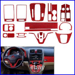 20pcs Set Interior Decoration Cover Red Carbon Fiber For Honda CR-V CRV 2007-11