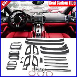 21PCS Dry Carbon Fiber Interior Center Trims kits for Porsche Cayenne 2010-2016