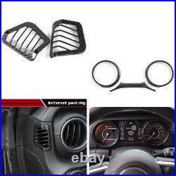 24Pcs Interior Accessories Cover Trim Kit Carbon Fiber For Jeep Wrangler JL JT