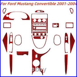 26Pcs Carbon Fiber Full Interior Cover Trim Kit For Ford Mustang 2001-04 Red RHD