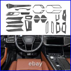 27 Pcs Carbon Fiber Full Set Interior Cover Trim Fit Audi A6 C8 A7 2019-2022 20