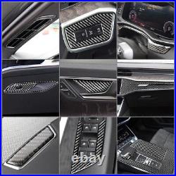 27 Pcs Carbon Fiber Full Set Interior Cover Trim Fit Audi A6 C8 A7 2019-2022 20