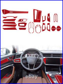27PCS Car Interior Carbon Fiber Stickers Decor For Audi A6LA7 2019-2021