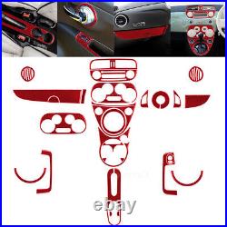 28pcs Red Carbon Fiber Full Kit Interior Trim Set For Fiat 500 2012-2015