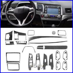 29Pcs For Honda Civic 8th 2006-2011 Carbon Fiber Interior Full Kit Cover Trim