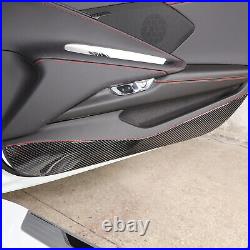 2PCS Carbon Fiber Interior Door Panel Trim Anti Kick For Corvette C8 2020-2023