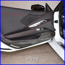 2PCS Carbon Fiber Interior Door Panel Trim Anti Kick For Corvette C8 2020-2023