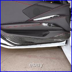 2PCS Carbon Fiber Interior Door Panel Trim Anti Kick For Corvette C8 2020-2023