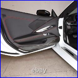 2PCS Carbon Fiber Interior Door Panel Trim Anti Kick For Corvette C8 2020-2023