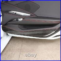 2PCS Carbon Fiber Interior Door Panel Trim Anti Kick For Corvette C8 2020-2023