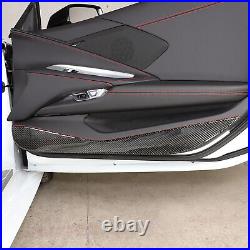 2PCS Carbon Fiber Interior Door Panel Trim Anti Kick For Corvette C8 2020-2023