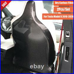 2PCs Dry Carbon Fiber Interior Seat Back Cover Trim For Tesla Model X 2016-2020