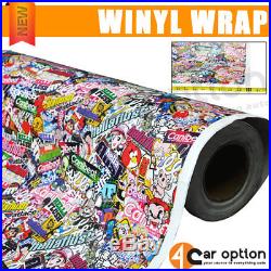 30 X 59 Inch JDM Cartoon Hellaflush Graffiti Sticker Bomb Vinyl Wrap Sheet Decal