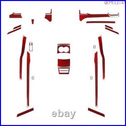 30Pcs Red Carbon Fiber Interior Trim Kit Fits Tesla Model X 2016-20 & S 2012-20