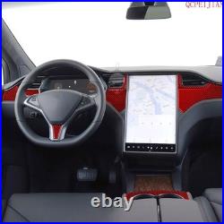 30Pcs Red Carbon Fiber Interior Trim Kit Fits Tesla Model X 2016-20 & S 2012-20