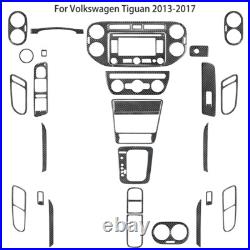 31Pcs Carbon Fiber Full Interior Kit Cover Trim For Volkswagen Tiguan 2013-2017