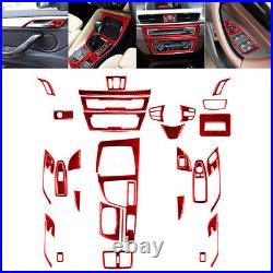 32pcs For BMW X1 F48 Red Carbon Fiber Full Kits Interior Trim