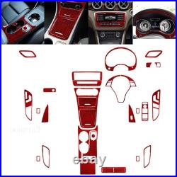 32pcs Red Carbon Fiber Interior Full Kits Cover Trim For Mercedes GLA CLA