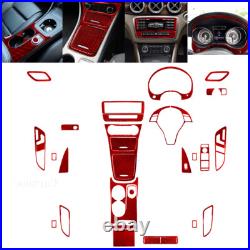 32pcs Red Carbon Fiber Interior Full Kits Cover Trim For Mercedes GLA CLA
