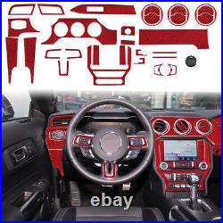 32pcs/set Red Carbon Fiber Car Interior Stickers Trim For Ford Mustang 2015-2017