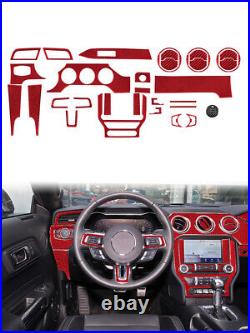 32pcs/set Red Carbon Fiber Car Interior Stickers Trim For Ford Mustang 2015-2017