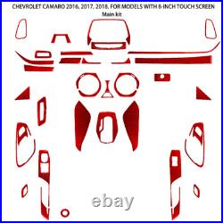 34Pcs Red Carbon Fiber Full Interior Kit Cover Trim For Chevrolet Camaro 2016-22 34Pcs Red Carbon Fiber Full Interior Kit Cover Trim For Chevrolet Camaro 2016-22