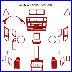35Pcs Carbon Fiber Interior Full Kit Cover Trim For BMW 5 Series E39 Red 1998-03