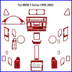 35Pcs Carbon Fiber Interior Full Kit Cover Trim For BMW 5 Series RHD Red 1998-03