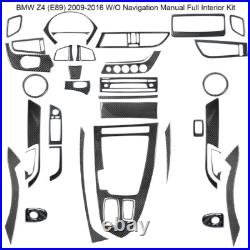 36PCS Carbon Fiber Full Set Interior Kit Cover Trim For BMW Z4 E89 2009-2016