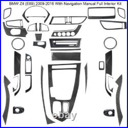 36PCS Carbon Fiber Manual Full Interior Kit Set Cover Trim For BMW Z4 E89 With NAV