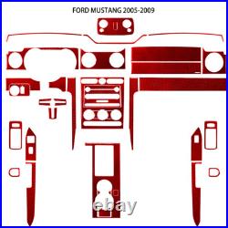36Pcs Red Carbon Fiber Full Interior Kit Cover Trim For Ford Mustang 2005-2009