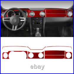 36Pcs Red Carbon Fiber Full Interior Kit Cover Trim For Ford Mustang 2005-2009